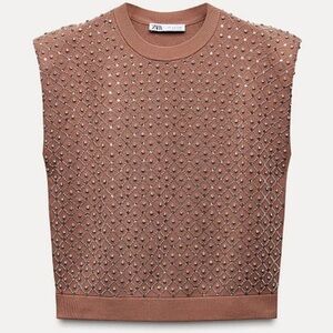 Zara embellished sequined vest sweater top small